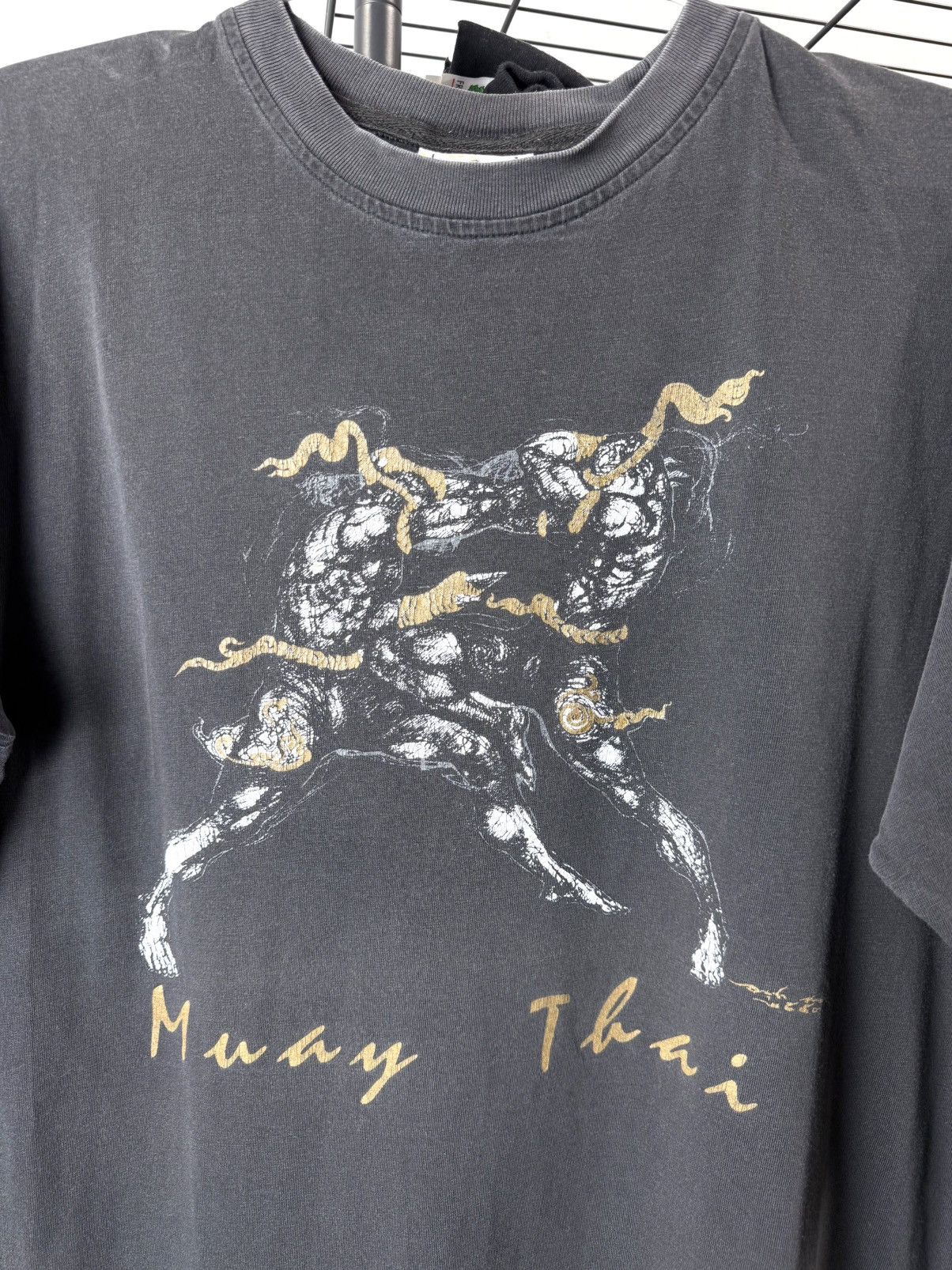 Vintage 1990’s Vintage Muay Thai Boxing Fighting T Shirt Size US L / EU 52-54 / 3 - 3 Thumbnail