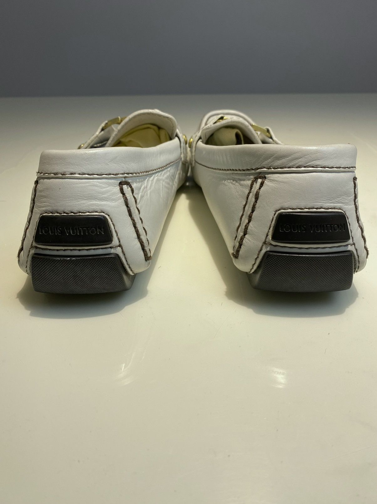 Louis Vuitton Monte Carlo LV Logo Moccasins White Leather Size US 11 / EU 44 - 6 Thumbnail