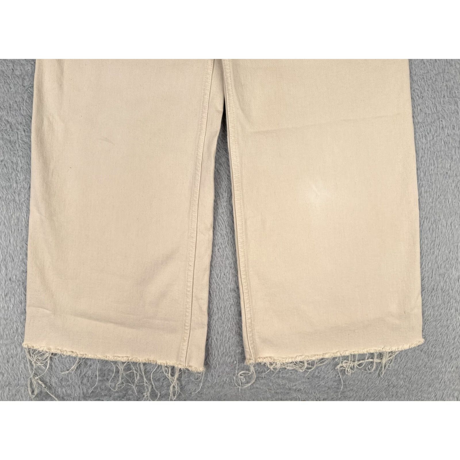 Vintage VINTAGE Womens Jeans Wide-Leg Crop Beige Denim High Rise 25x27 5-Pocket Zipper Embroidered Button Cotton 25 Regular Womens Size 42" / US 20 - 2 Thumbnail