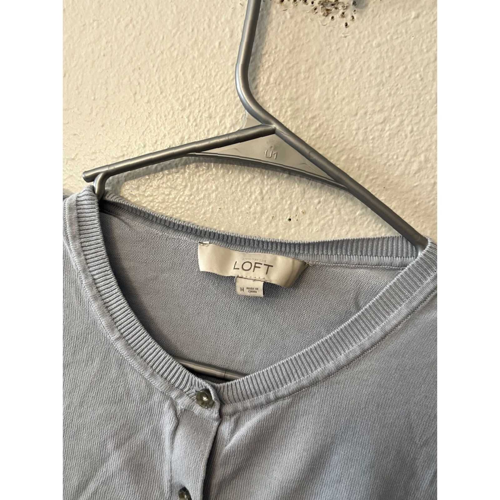 Loft LOFT Women's Cardigan Sweater M Blue Button Open Lightweight Breathable 100% Cotton Regular Fit Long Sleeve Casual Workwear Size M / US 6-8 / IT 42-44 - 3 Thumbnail