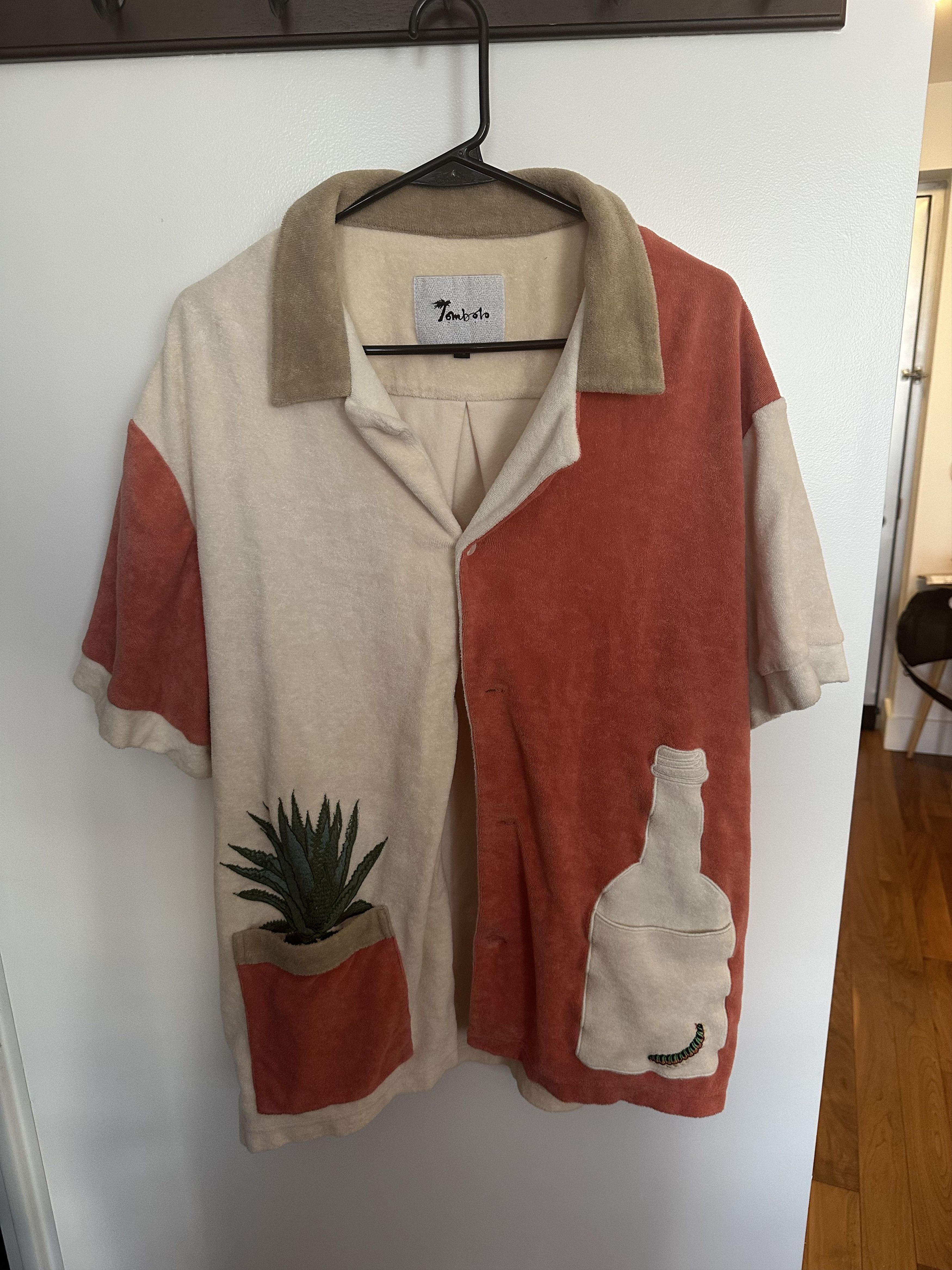 Tombolo Tombolo '¡Gusanito!' Cabana Cabana Camp Shirt Cream Peach Size US XL / EU 56 / 4 - 1 Thumbnail
