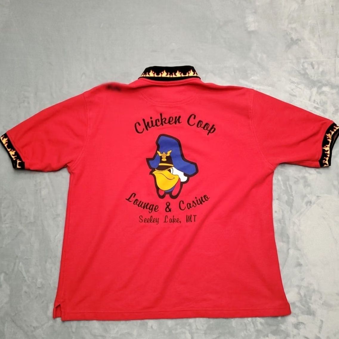 Vintage VINTAGE Chicken Coop Lounge Casino Shirt Seely Lake Montana XL Flames Collar Cuffs Size US XL / EU 56 / 4 - 5 Thumbnail