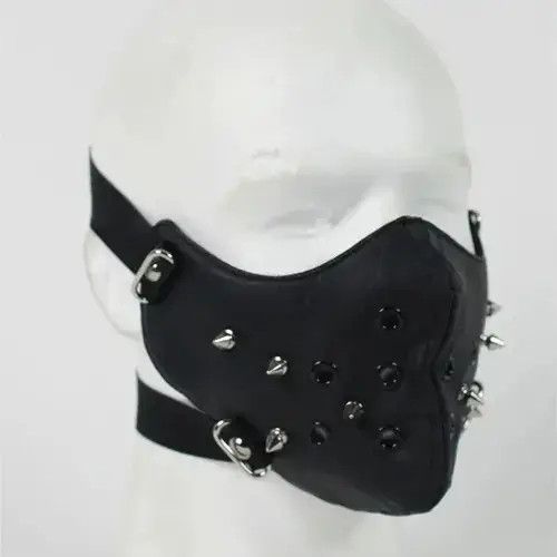 VIBE Punk Rivet PU Leather Adjustable Face Mask Size ONE SIZE - 1 Thumbnail