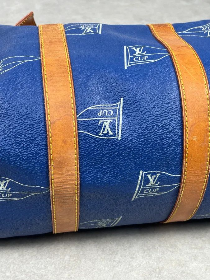 Louis Vuitton 1992 Louis Vuitton LV Cup Falgs Keepall 45 Blue Regatta Blue Leather Travel Bag Size ONE SIZE - 10 Thumbnail