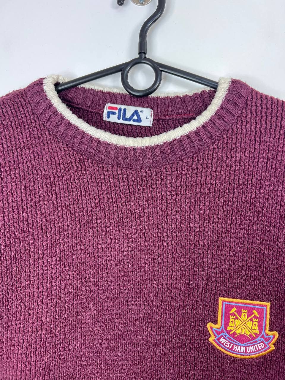 Fila Fila West Ham United Vintage Knit Sweater Claret Crewneck L Size US L / EU 52-54 / 3 - 2 Thumbnail