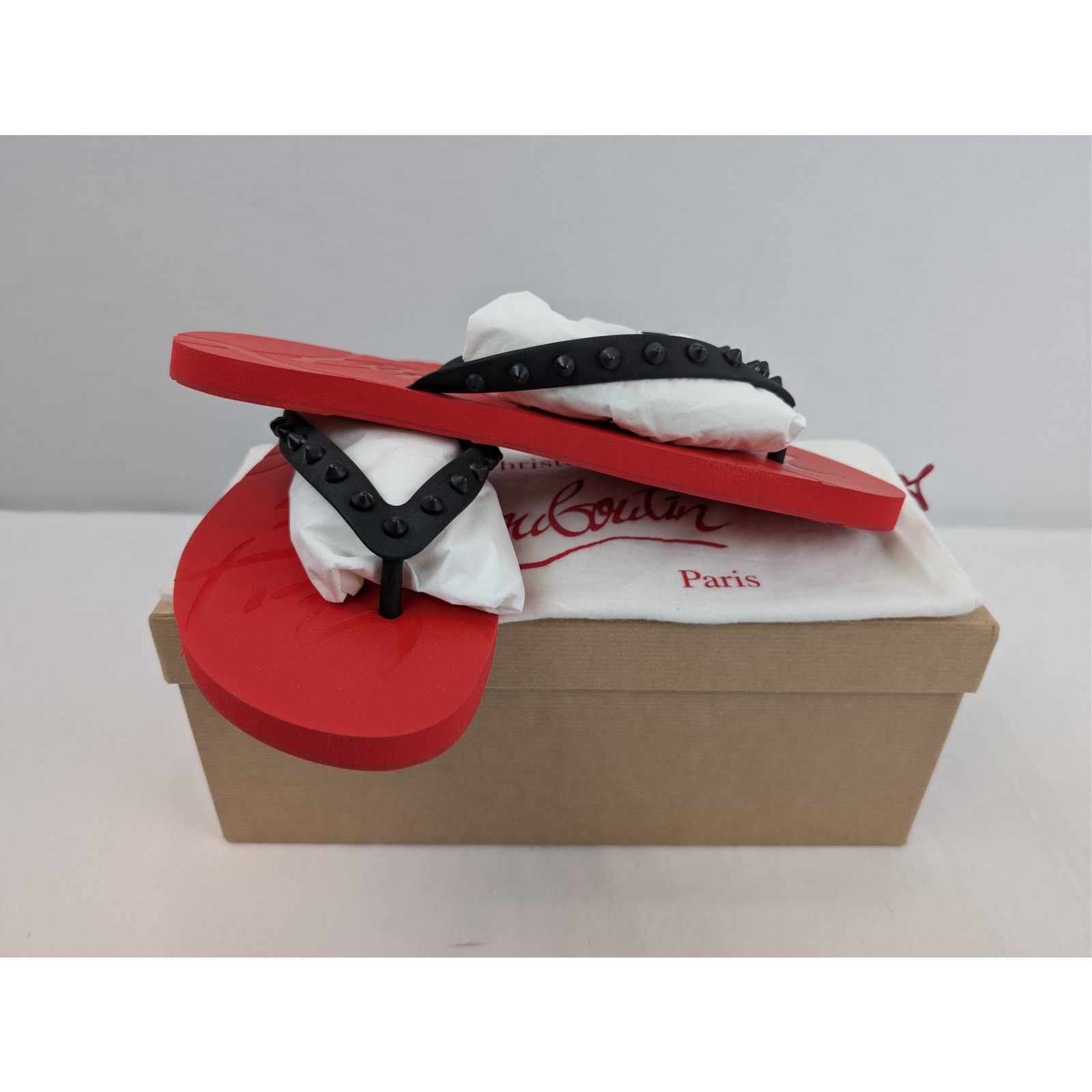 Christian Louboutin o1rshd1 Loubi Flip Donna Flat Slipper in Black/Loubi Size US 12 / IT 42 - 16 Thumbnail