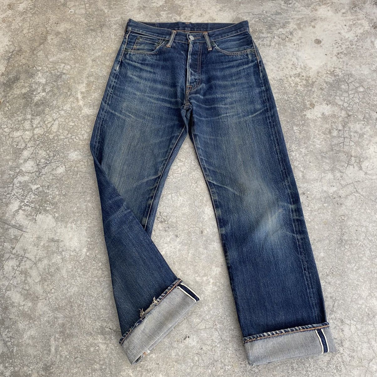 Denime Vintage Denime Japan Faded Blue Distressed Selvedge Jeans Size US 29 - 1 Thumbnail