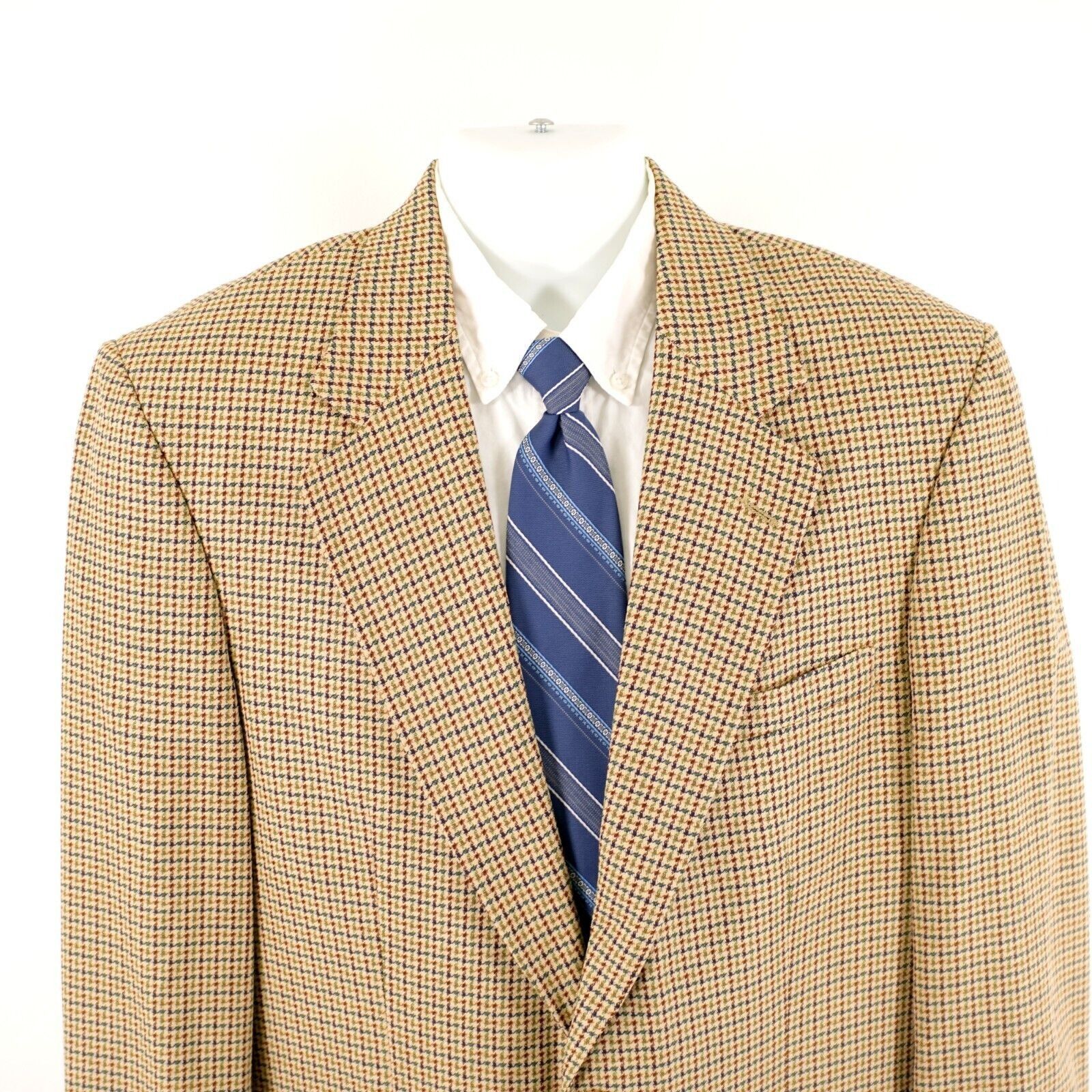 Lands' End Land's End Wool Silk Houndstooth 2 Button Sport Coat 42R Tan Size 42R - 1 Thumbnail