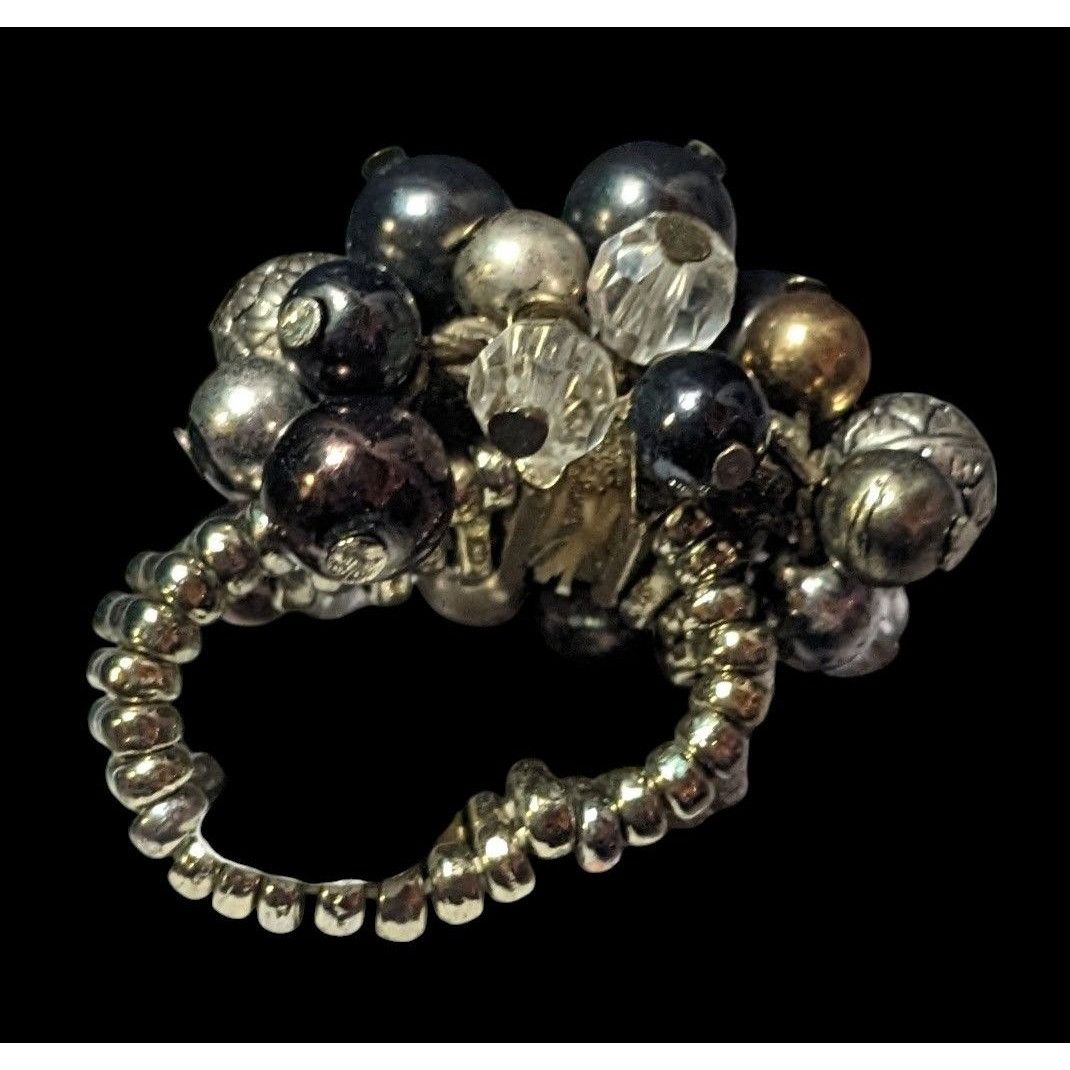 Other Chunky Metallic Beaded Cluster Stretch Ring Size 8 Size ONE SIZE - 3 Thumbnail