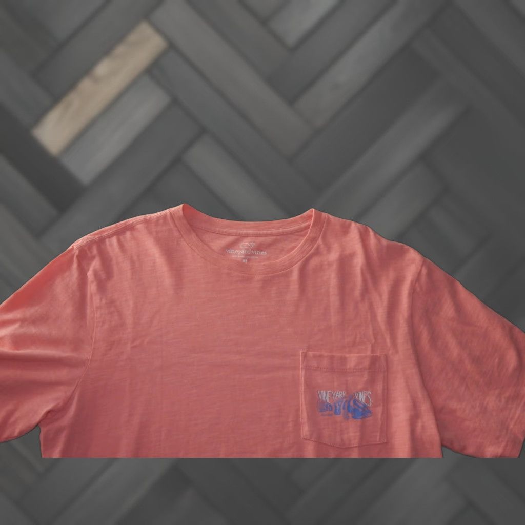 Vineyard Vines Vineyard Vines Men's Pocket T Shirt M Pink Cotton Graphic Print Shirts Mens Size US M / EU 48-50 / 2 - 1 Thumbnail