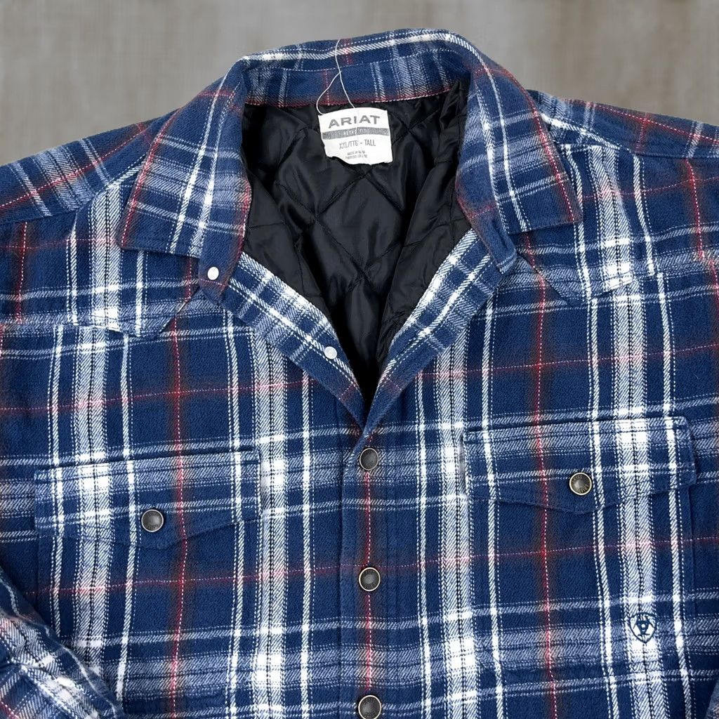 Ariat Ariat Shacket Men 2XL Tall Blue Plaid Flannel Shirt Jacket Blanket Lined 2XLT Size US XXL / EU 58 / 5 - 1 Thumbnail