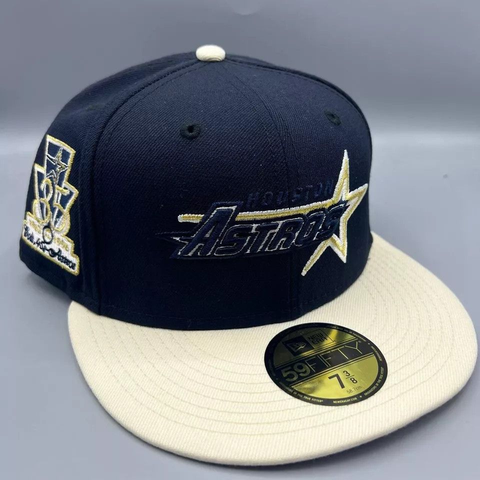 New Era Houston Astros Hat Men 7 3/8 59Fifty New Era MLB Fitted Cap Size ONE SIZE - 3 Thumbnail