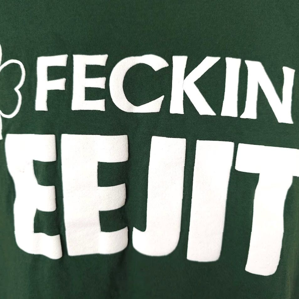 Fruit Of The Loom St Patricks Day T Shirt Mens Large Green Feckin Eejit Saint Paddys Fruit of the Loom Cotton Crew Neck Short Sleeve Humor Joke Holiday Adults Mens Size US L / EU 52-54 / 3 - 3 Thumbnail