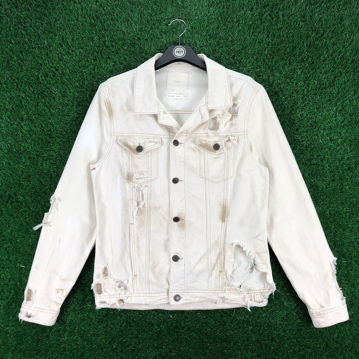 Zara Zara Man Thrashed Denim Jacket Punk Style Size US S / EU 44-46 / 1 - 4 Thumbnail