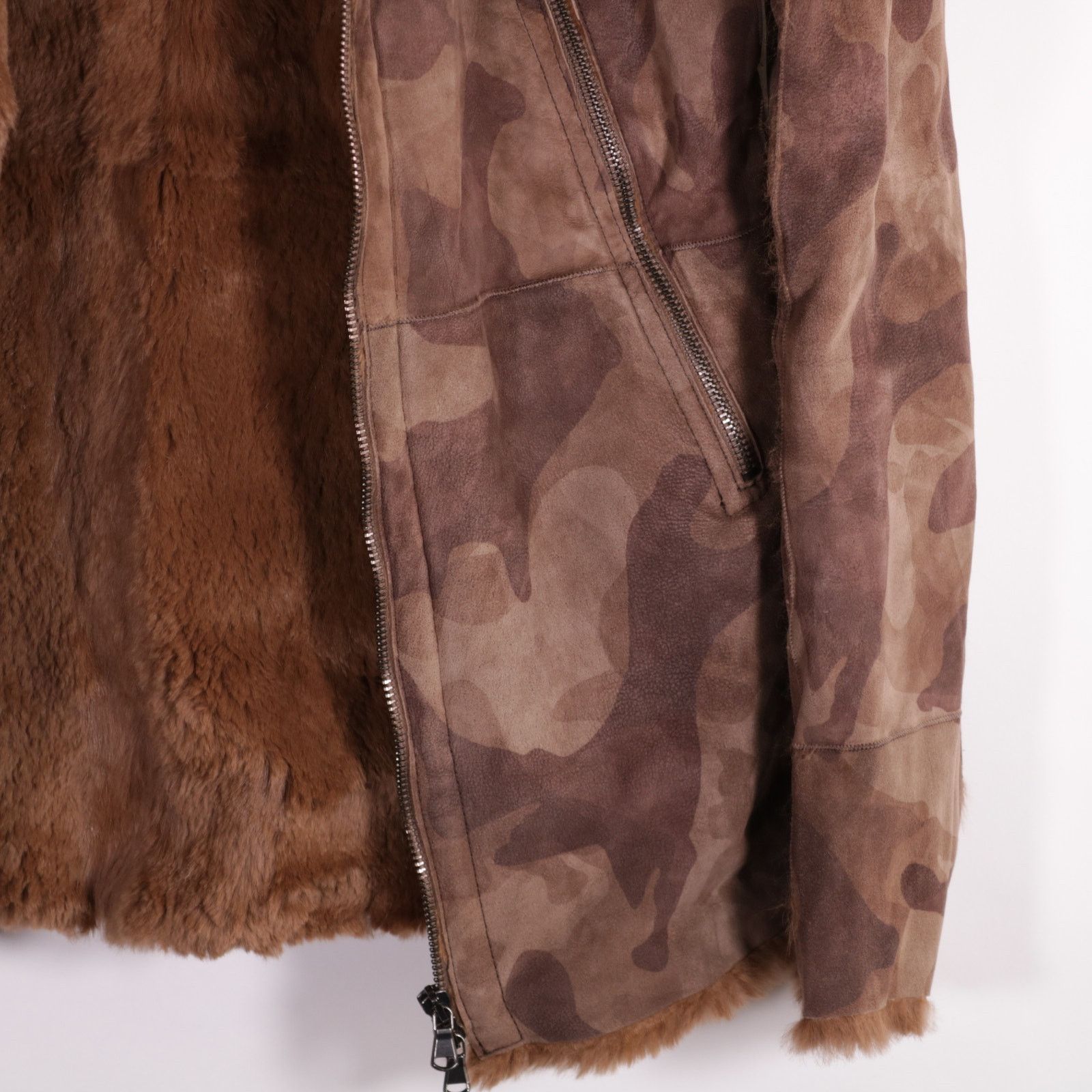 Drome Drome Suede Leather Fur Lined Camo Hooded Jacket XS Size US XS / EU 42 / 0 - 3 Thumbnail