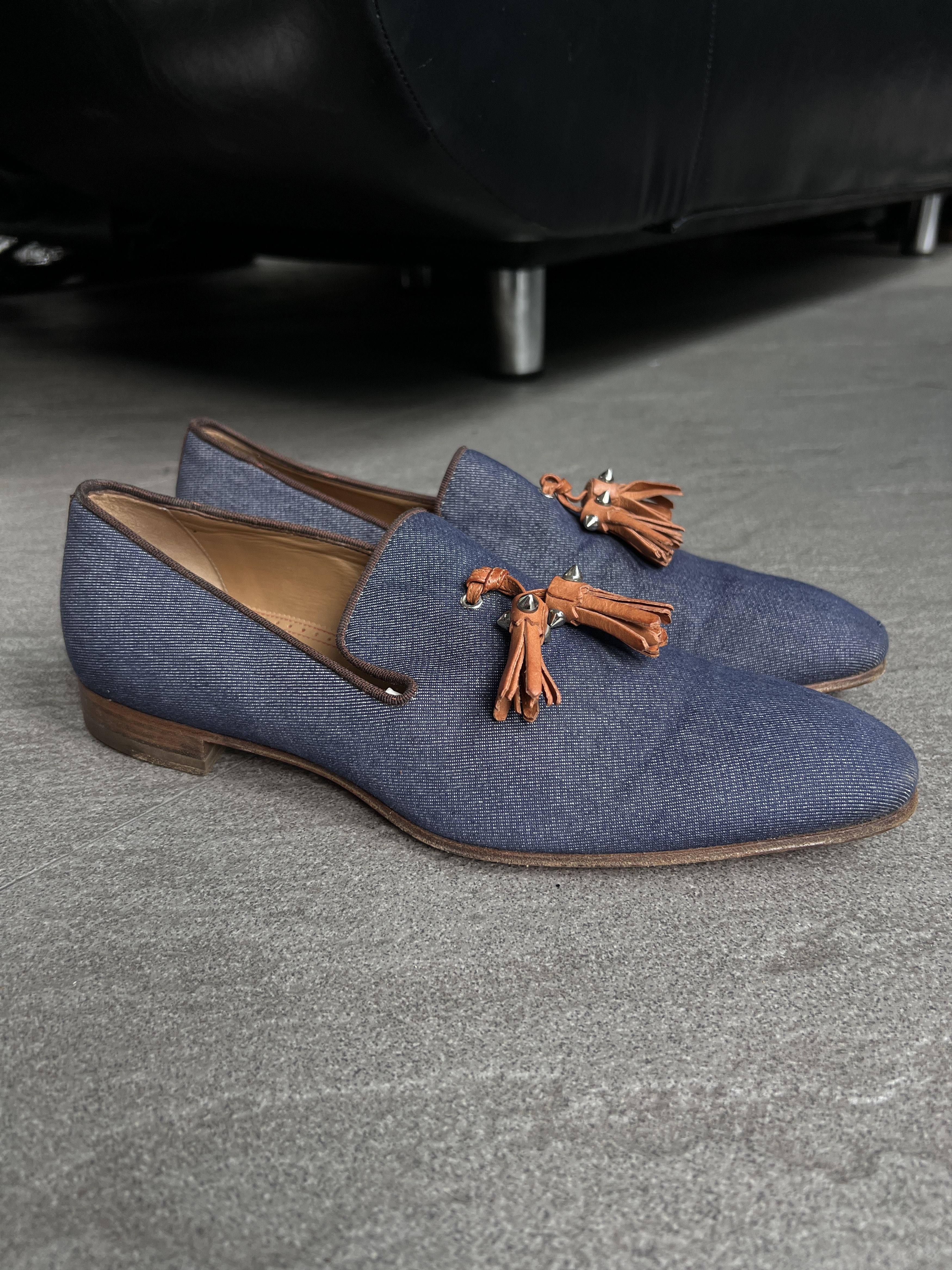 Christian Louboutin Louboutin Denim Tassel Loafers Spiked Blue EU41 Size US 8 / EU 41 - 5 Thumbnail