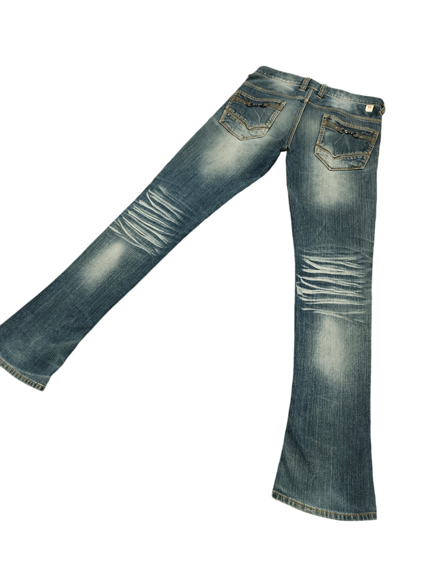 If Six Was Nine Flare Slim Jeans Nicole Club Clawmark Distress Faded Bootcut Size US 30 / EU 46 - 14 Thumbnail