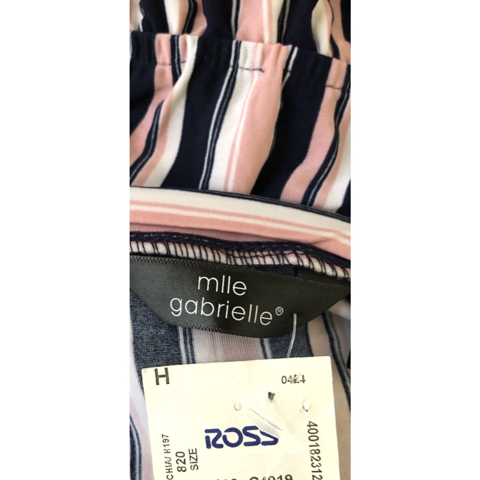 Vintage NWT Mlle Gabrielle Jumpsuit L Pink Blue Stripe Mock Wrap V-Neck ShortSleeve Shirt Size 36" / US 14 / IT 50 - 3 Thumbnail