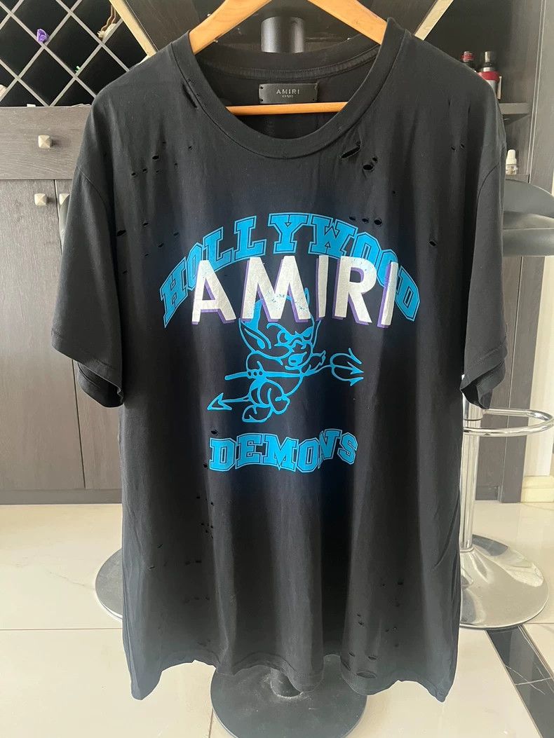 Amiri Amiri Authentic men's T-shirt black fashion hole 2501-Nexta Size US L / EU 52-54 / 3 - 1 Thumbnail