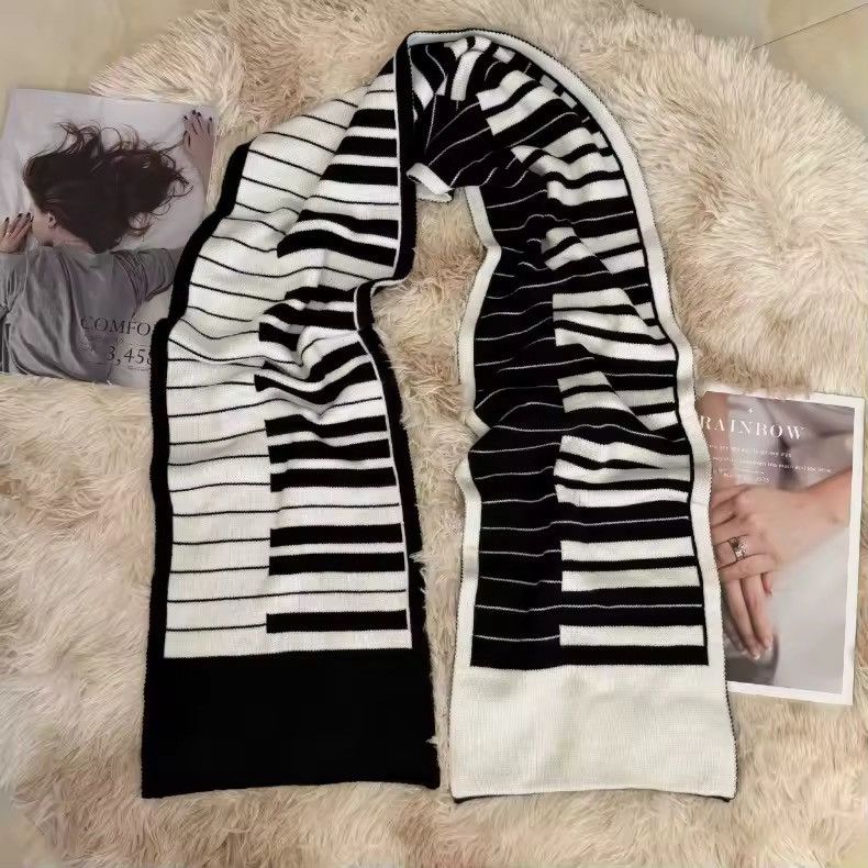Other Japanese Style Piano Black White Warm Scarf Size ONE SIZE - 8 Thumbnail