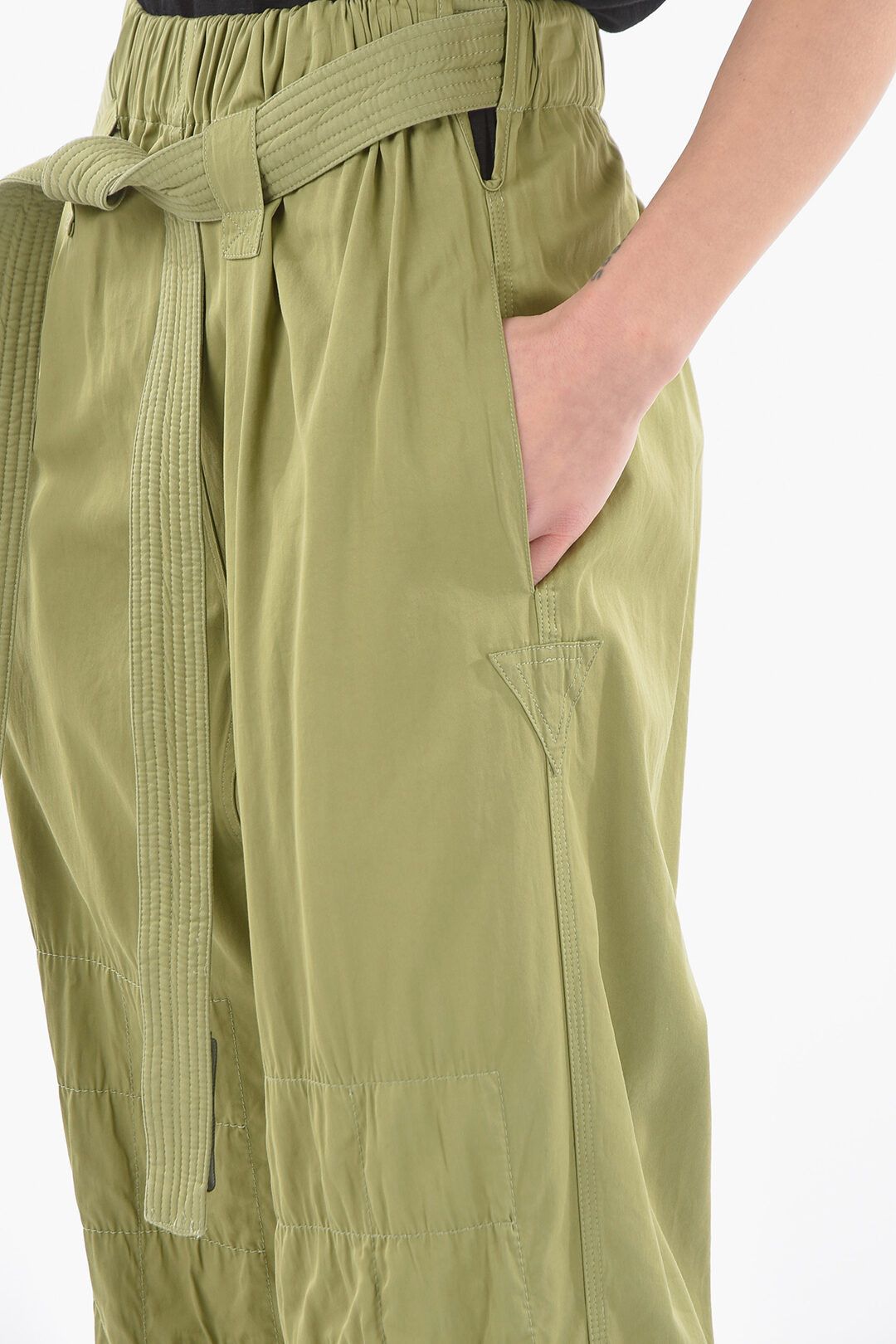 Stella McCartney og1mm0824 High Waist Belted Pant in Military Green Size 27" / US 4 / IT 40 - 3 Thumbnail