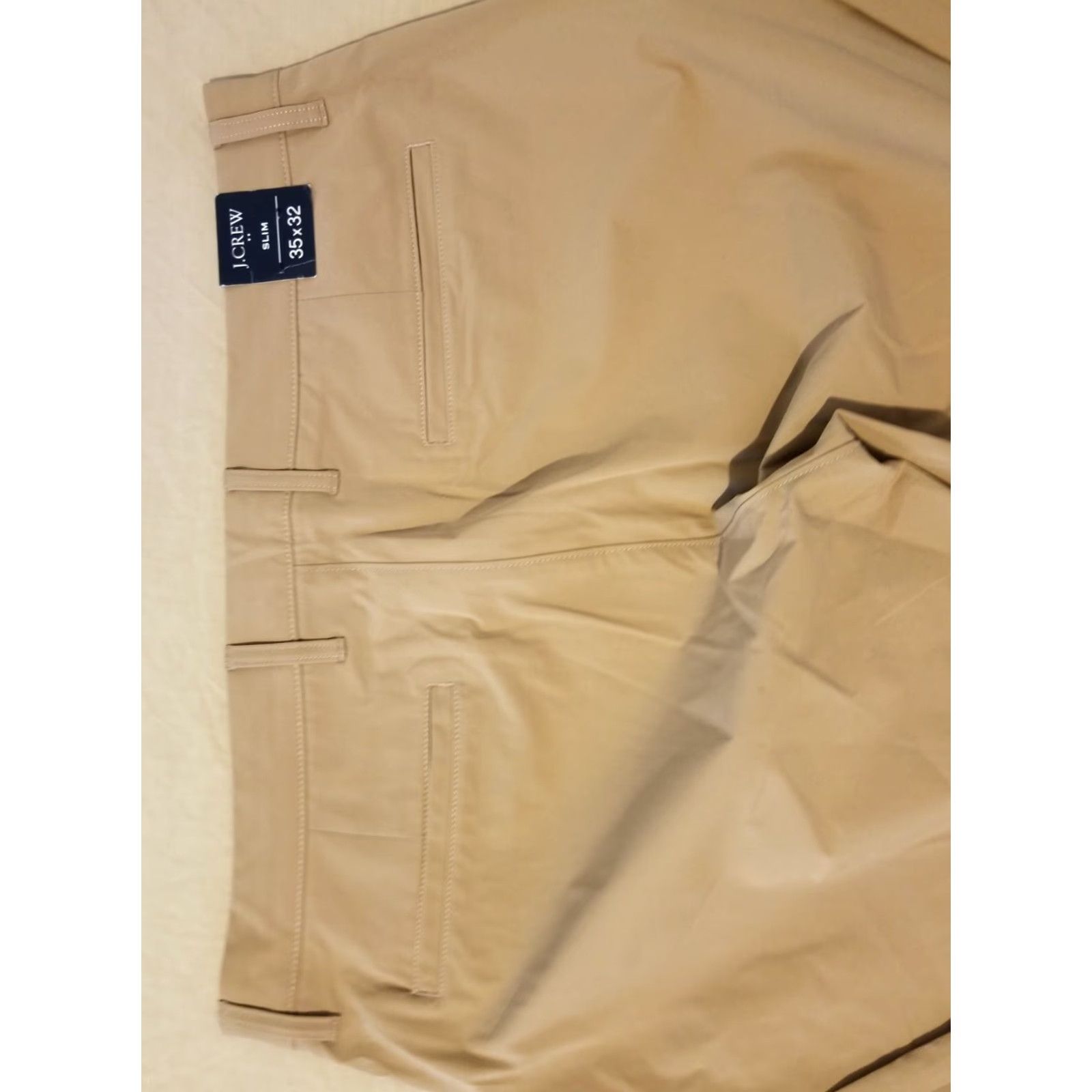 J.Crew Mens J.Crew Slim Chino Pants 35x32 Beige Khaki Dress Slack Trousers Sl Size US 35 - 2 Thumbnail