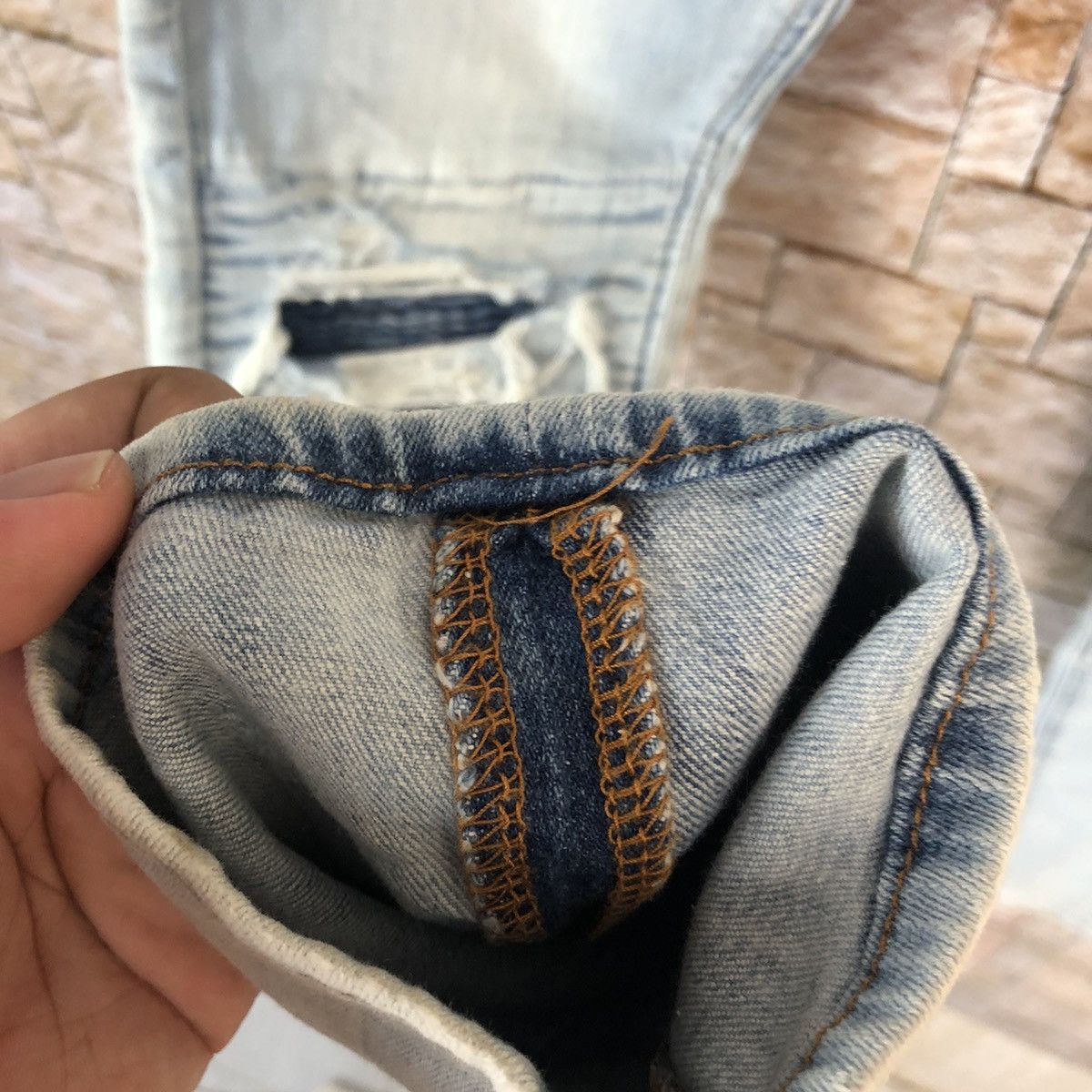 Vintage H&M Blue Distressed ripped Denim Pants #A453 Size US 32 / EU 48 - 14 Thumbnail