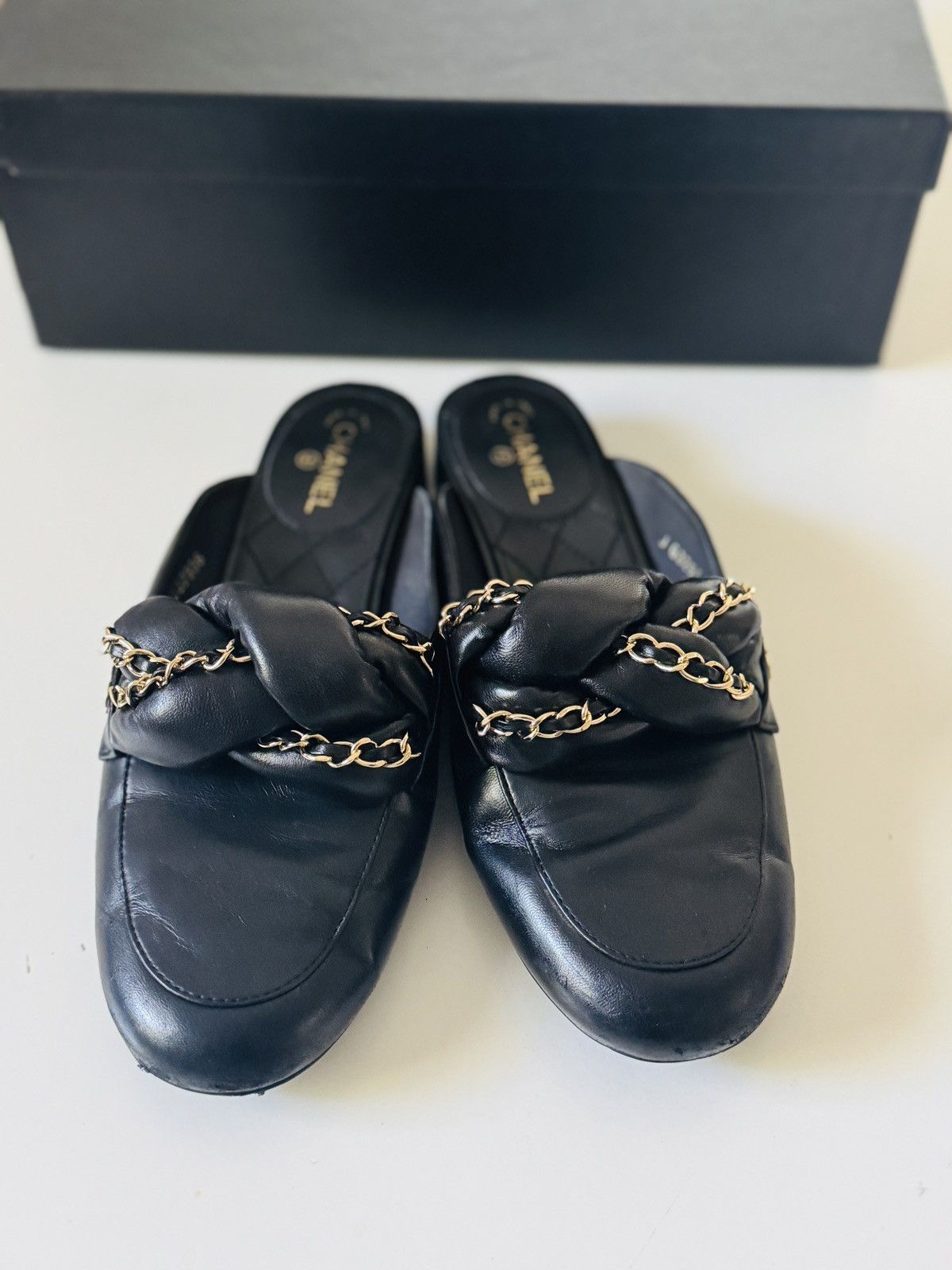 Chanel Authentic CHANEL Lambskin Chain Braided Mules quilted shoes Size US 7 / IT 37 - 3 Thumbnail