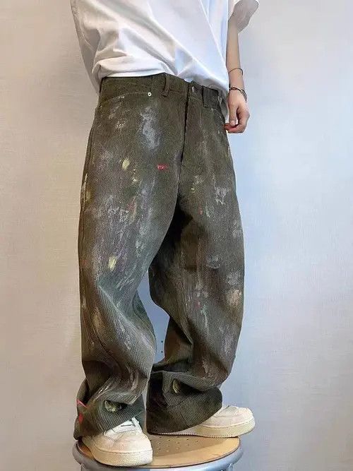 VIBE Vintage Street Graffiti Loose Hand-Painted Work Pants Size US 34 / EU 50 - 5 Thumbnail