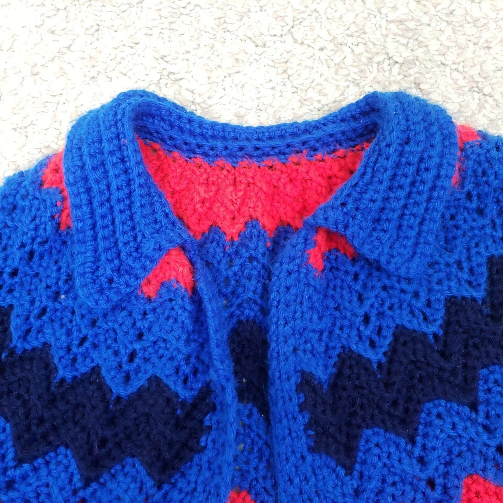 Handmade Crochet Granny Square Coat XL Cardigan Handmade Afghan Chevr Size XL / US 12-14 / IT 48-50 - 9 Thumbnail