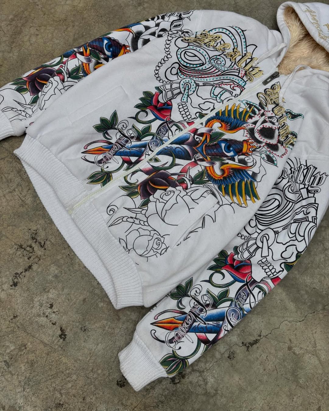 Japanese Brand × Vintage Y2k Ed Hardy Real Point 90's Embroidered Zipper Hoodie Size US M / EU 48-50 / 2 - 11 Thumbnail