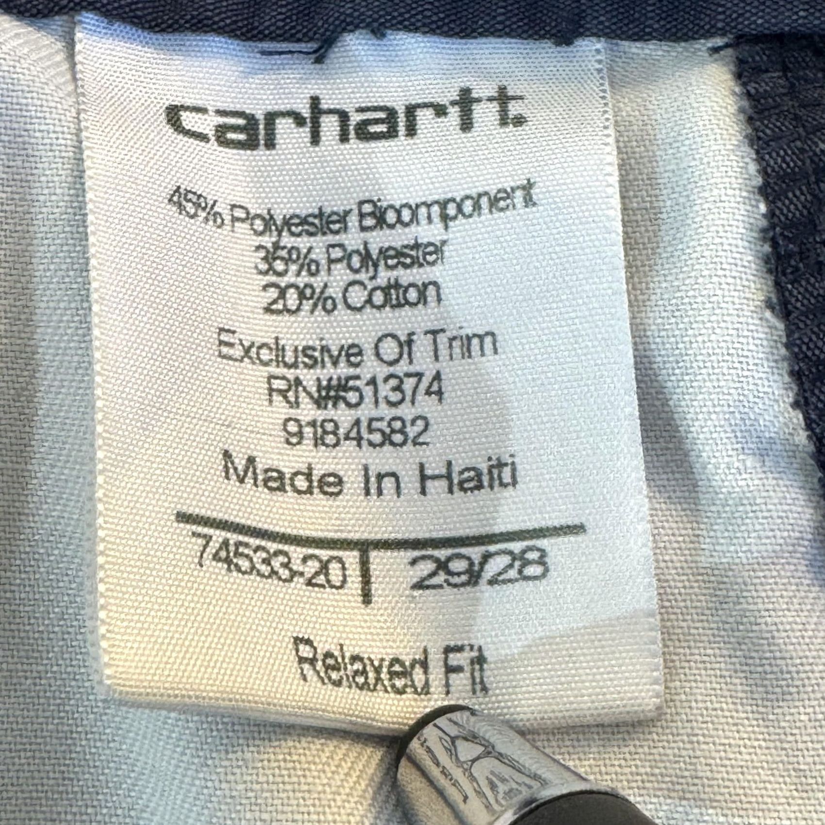 Carhartt VINTAGE Carhartt Pants Mens 29x28 Navy Ripstop Relaxed Fit Workwear Utility Pockets Size US 29 - 7 Thumbnail