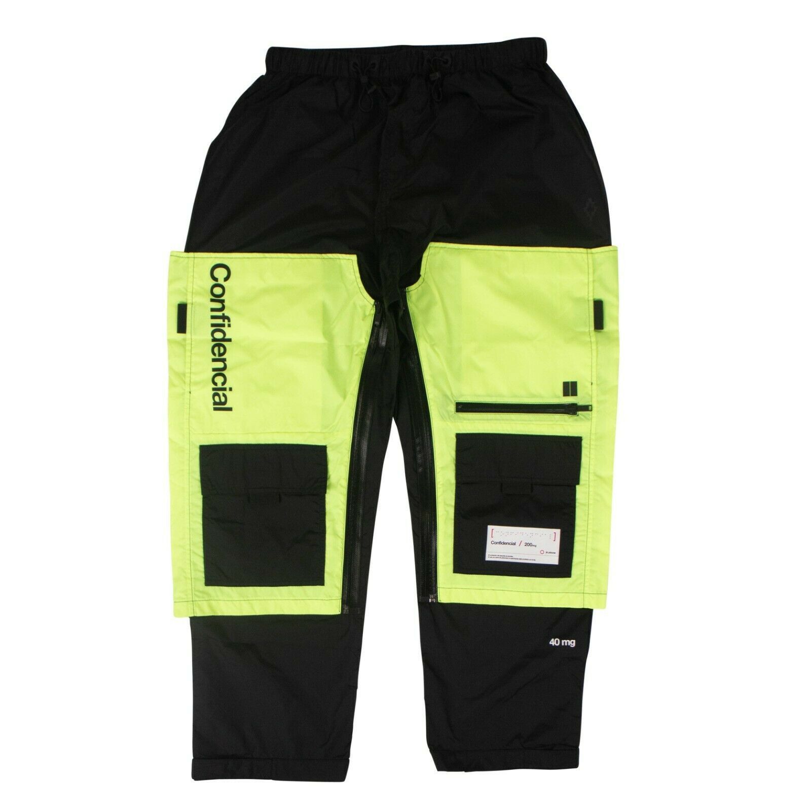 image of Marcelo Burlon Black/yellow Confidential Panel Pants Size 48, Men's