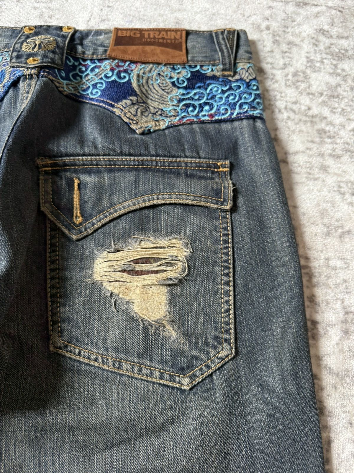 Japanese Brand Osaka Big Train Japan Over Stitch Boro Yakuza Jeans Size US 32 / EU 48 - 19 Thumbnail