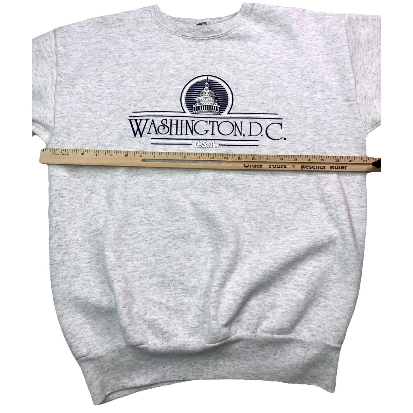 Vintage VINTAGE American Knitwear Washington D.C Graphic Sweatshirt Mens XL Gray 90s Pullover Crew Neck Long Sleeve National USA Made Size US XL / EU 56 / 4 - 3 Thumbnail