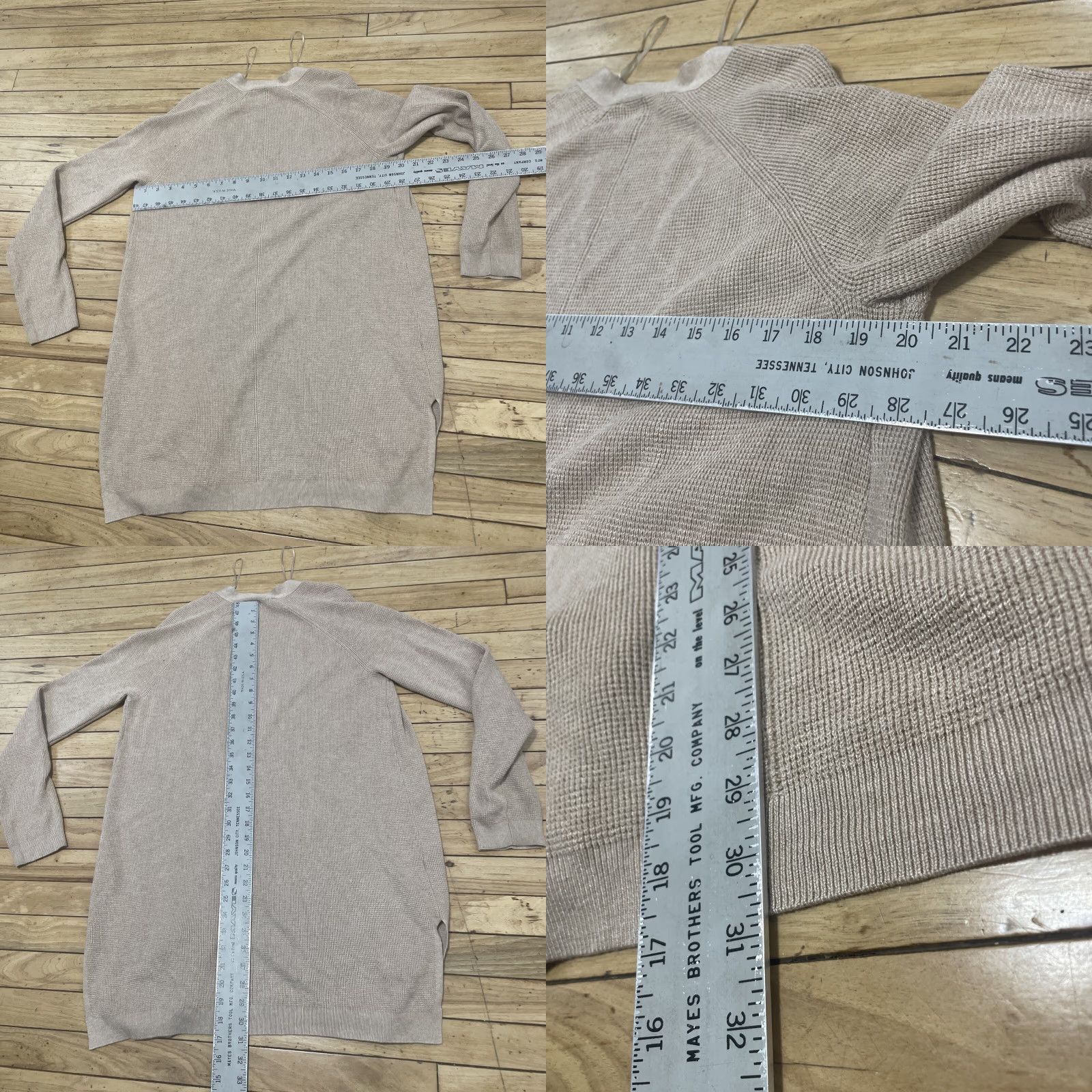Vintage Cyrus Women M Open Front Cardigan Sweater Beige Tan Longline Chore Pockets Boho Size M / US 6-8 / IT 42-44 - 8 Thumbnail