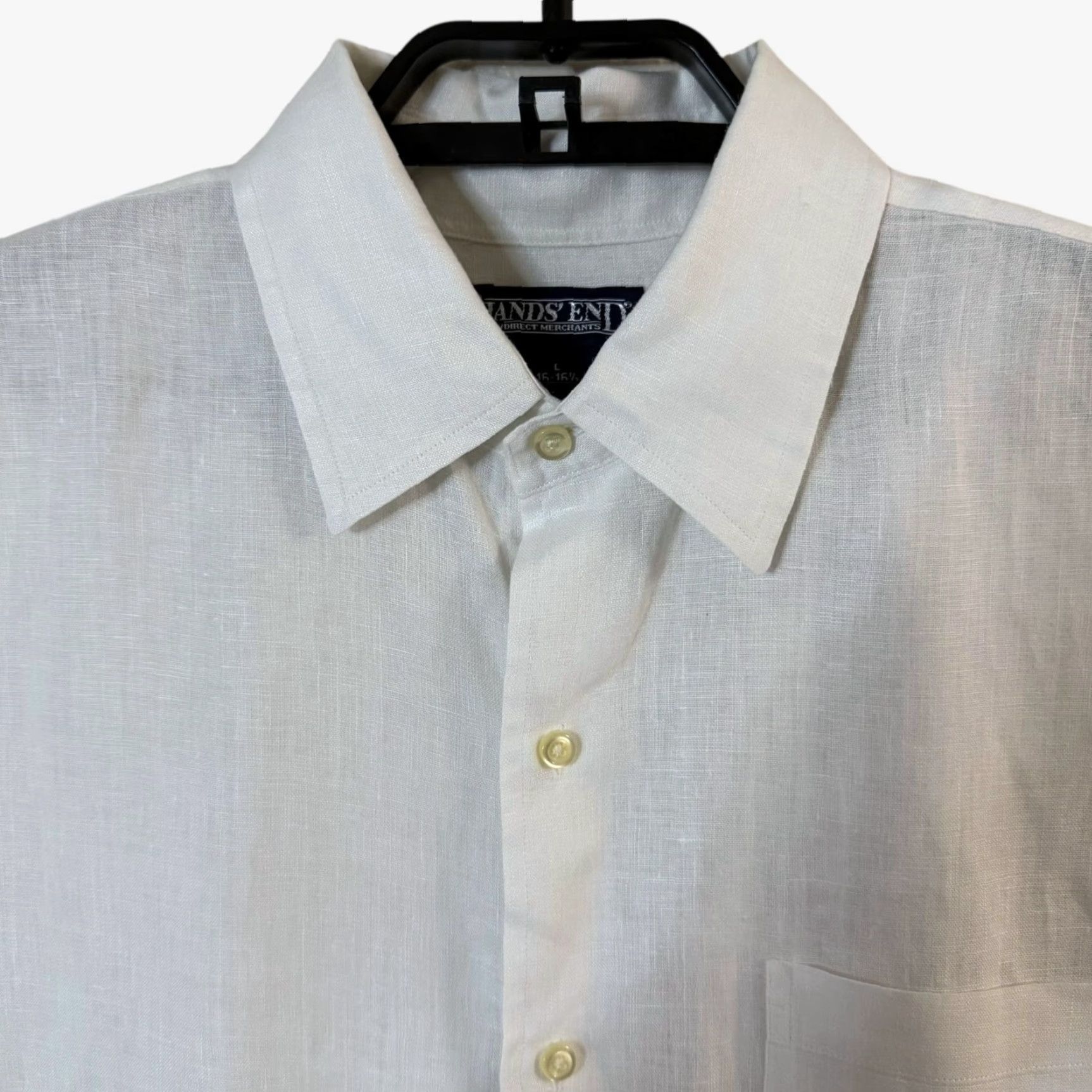 Lands' End VINTAGE Lands' End Linen Shirt White Men L Large 90s Coastal Resort Preppy Classic Pocket Short Sleeve Button-Up Size US L / EU 52-54 / 3 - 5 Thumbnail