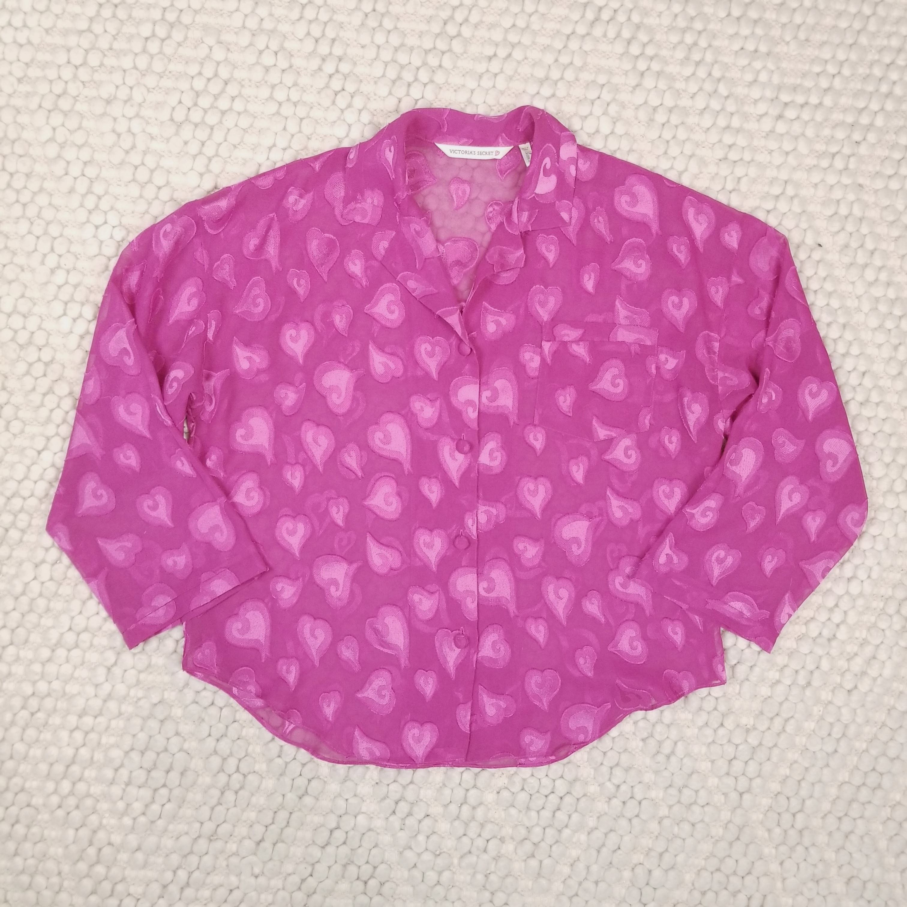 Victoria's Secret Vintage Heart Textured Pajama Set Sz Medium Size ONE SIZE - 6 Thumbnail
