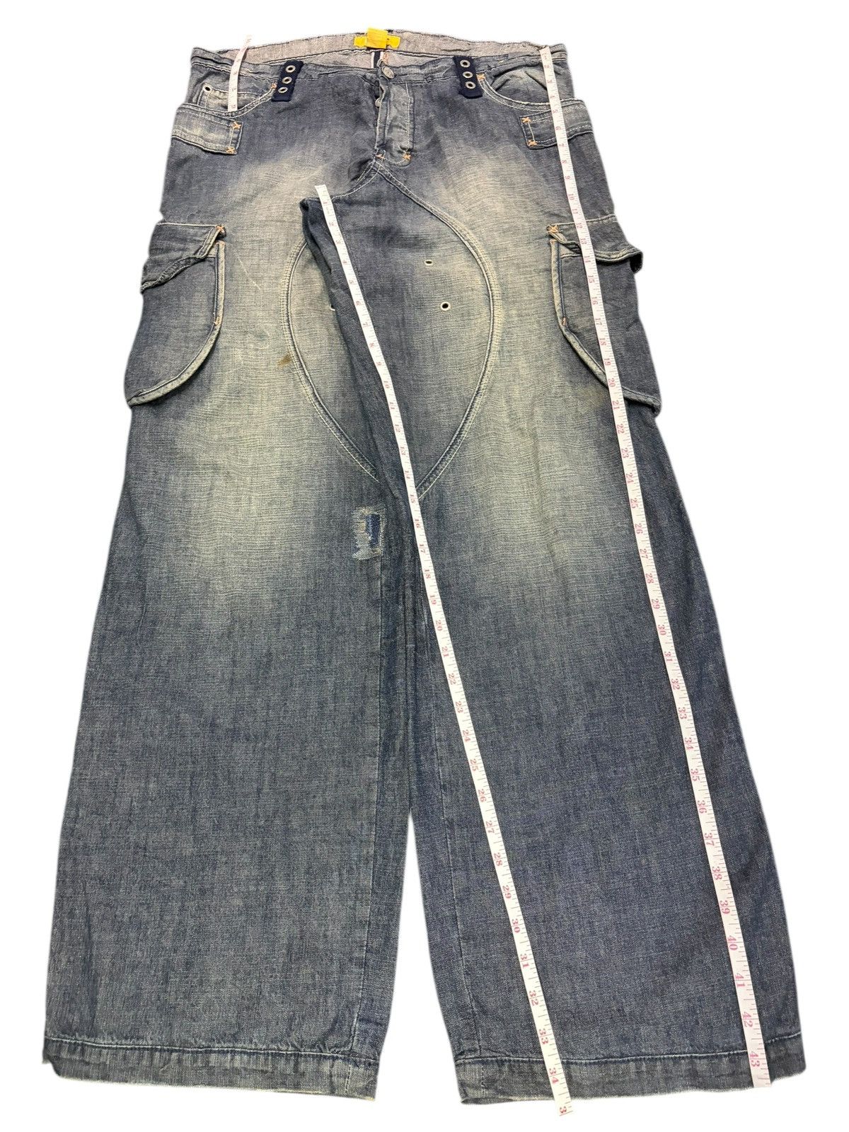Post Overalls Vintage Post + Mud Wash Cargo Wide Leg Baggy Jeans Size US 36 / EU 52 - 7 Thumbnail