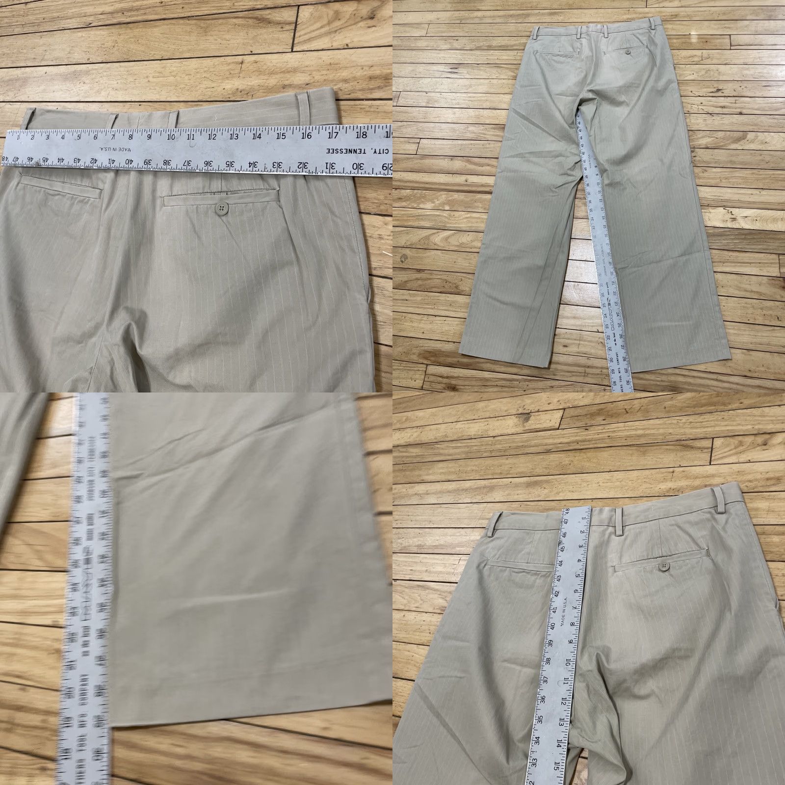 Banana Republic VINTAGE Banana Republic Pants Men 33x30 Flat Front Chino Beiga Khakis Pinstripe Nautical Preppy 2007 MENS Size US 33 - 8 Thumbnail