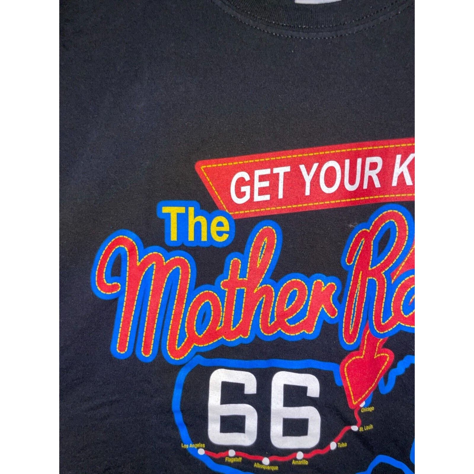 Gildan Route 66 Shirt Get Your Kicks Mother Road USA Black L Tee Size US L / EU 52-54 / 3 - 3 Thumbnail