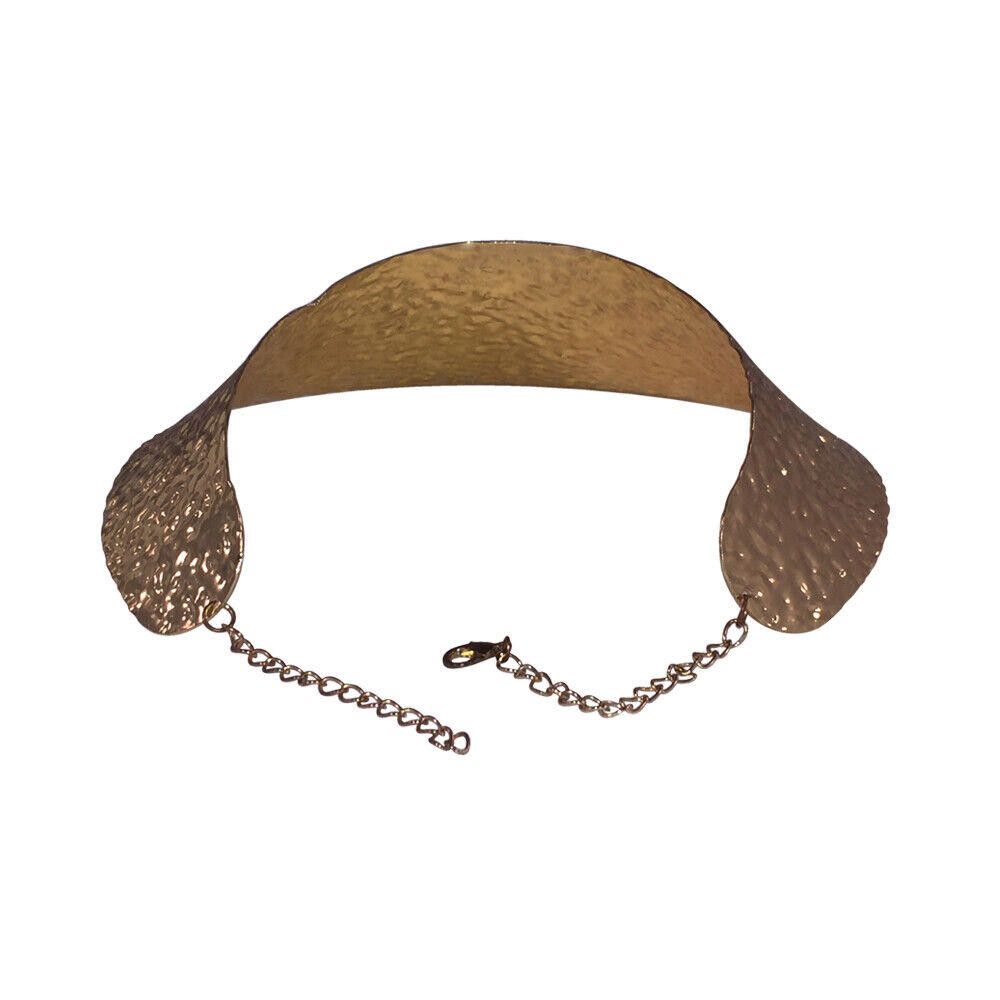 Designer Egyptian Inspired Gold Tone Hammered Metal Bib Necklace Size ONE SIZE - 5 Thumbnail