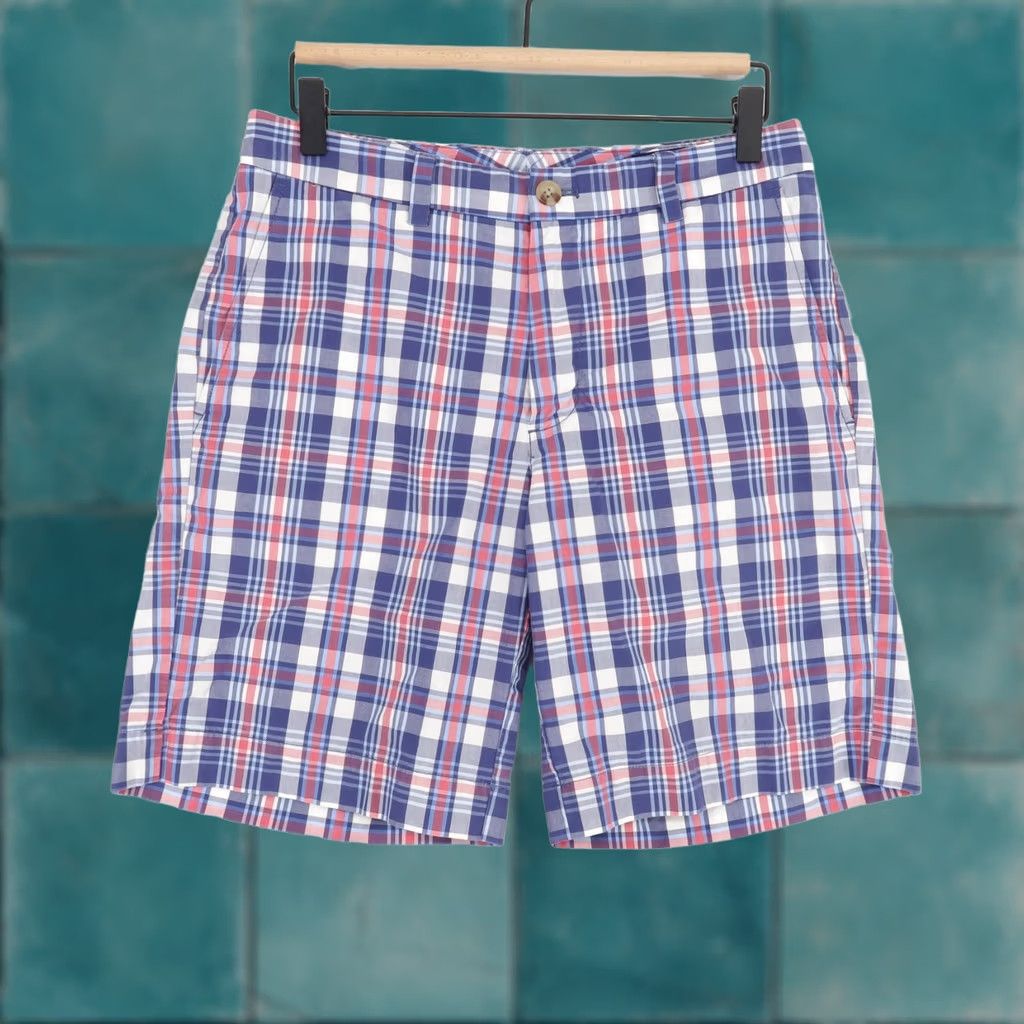 Vineyard Vines Breaker Short Shorts Mens 30 Blue Plaid Cotton Chino Golf Preppy
