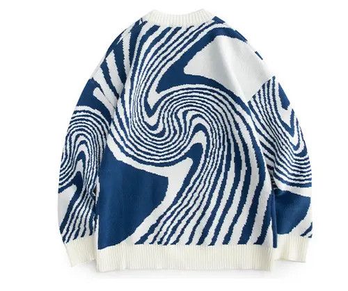 Japanese Brand Men's geometric annual ring knitted sweater Size US L / EU 52-54 / 3 - 4 Thumbnail