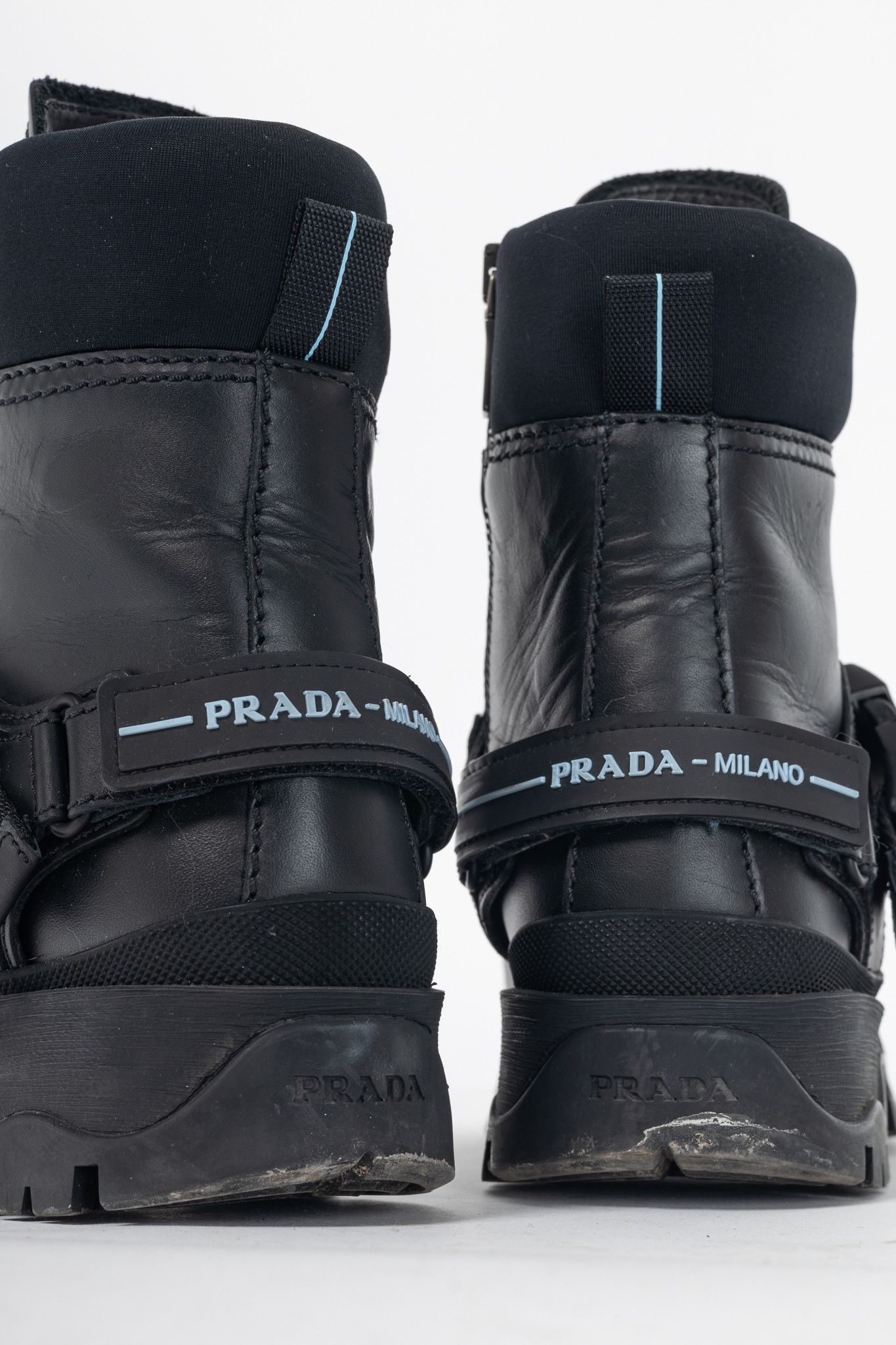Prada Prada AW18 Black Leather Clip-Detail Combat Boots Size US 6 / IT 36 - 10 Thumbnail