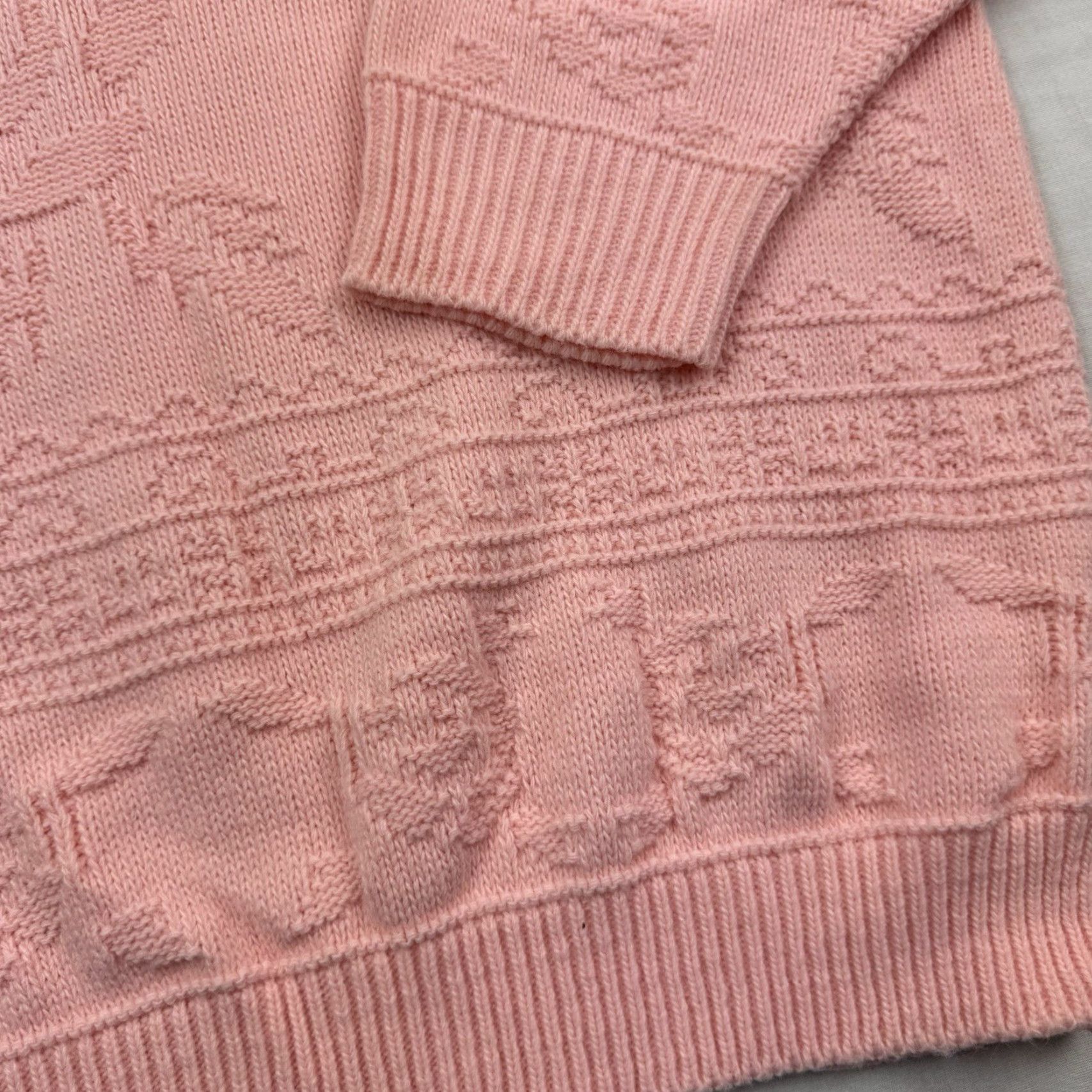 Pinko VINTAGE Lauren Sweater Women’s Medium Pink Knit Floral 1980s Classic USA Size M / US 6-8 / IT 42-44 - 3 Thumbnail