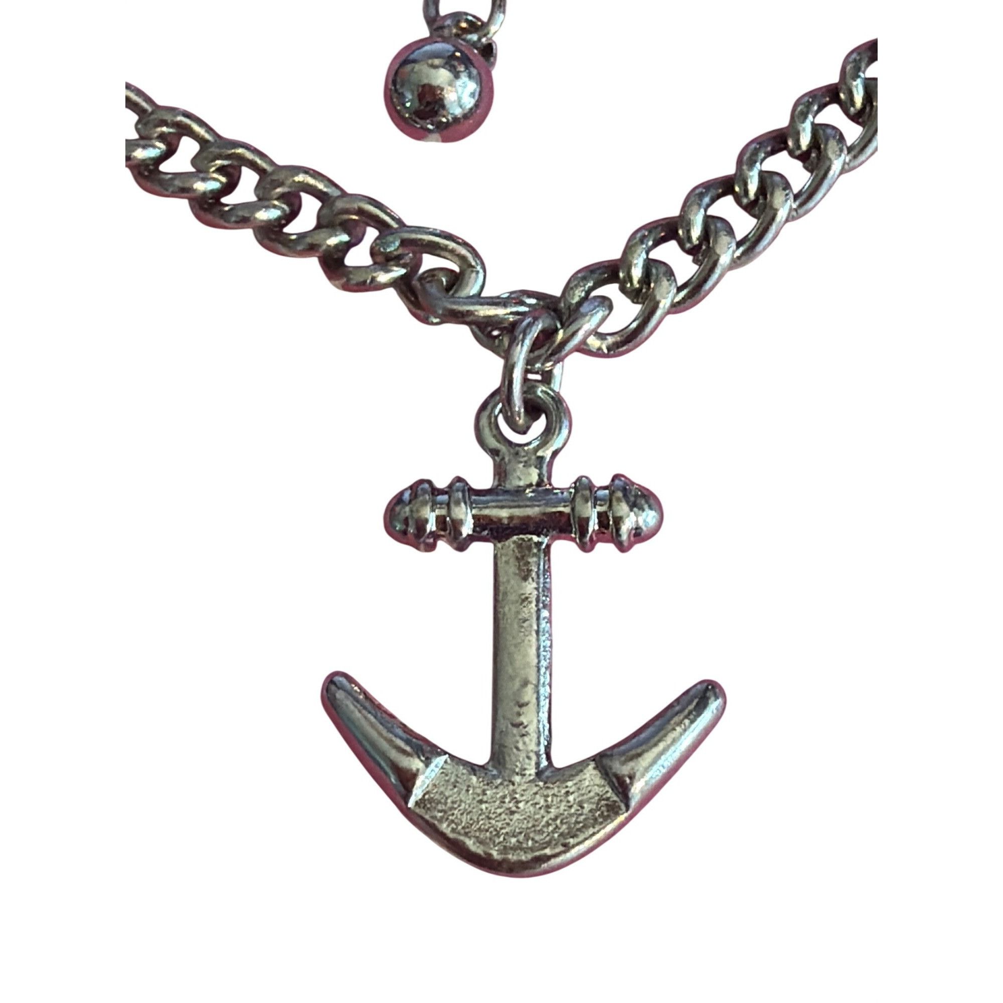 Other Silver Tone Charm Anklet Sun Moon Anchor Adj 11.75" Chain Li Size ONE SIZE - 3 Thumbnail