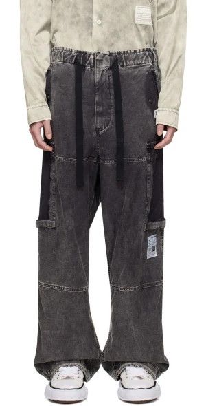 Maison MIHARA YASUHIRO o1mle0924 Cotton Satin Cargo Trousers in Black Size US 28 / EU 44 - 1 Preview
