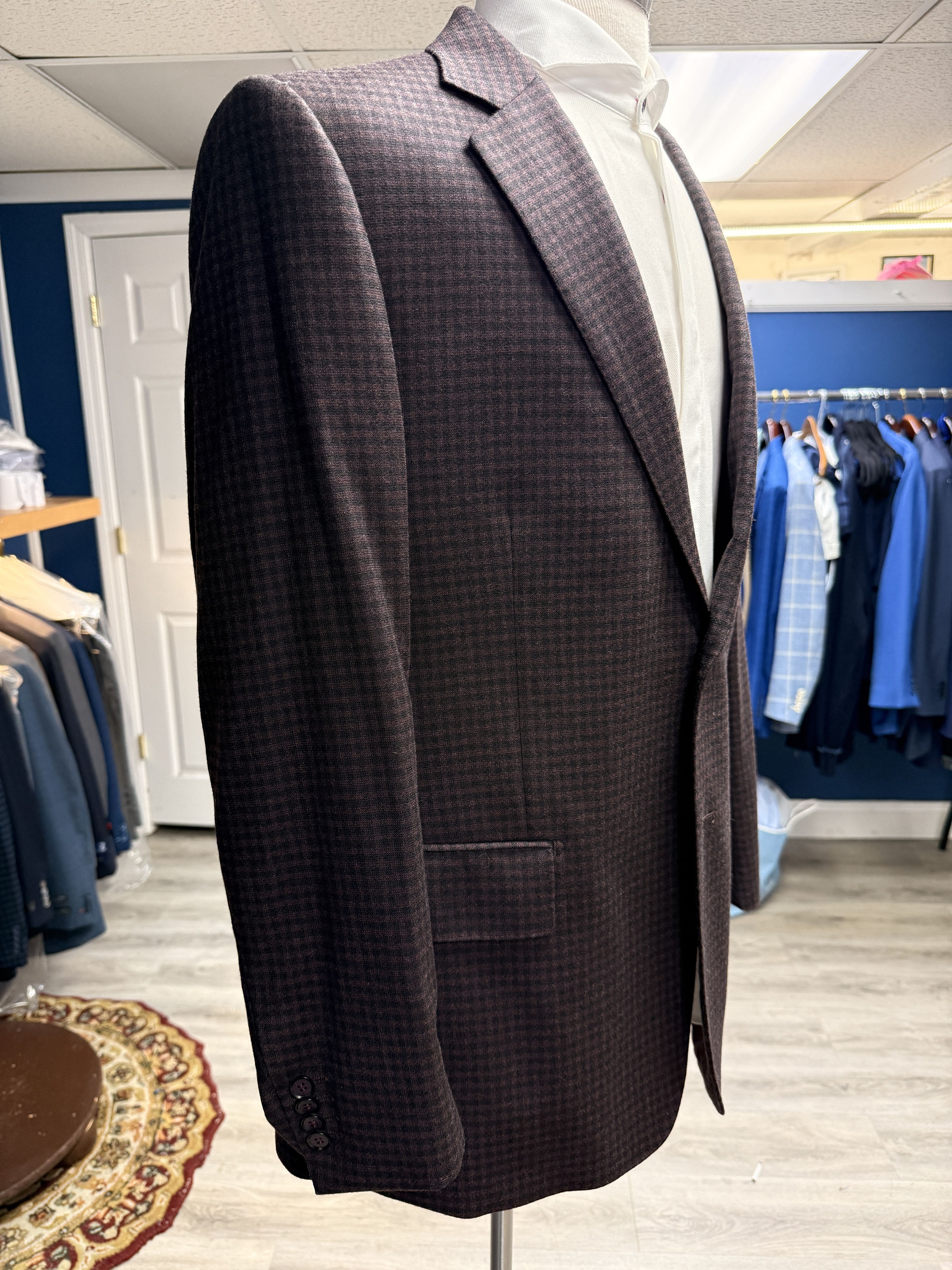 Designer × Other Sartoria Tosi 44R Maroon Plaid Sport Jacket Size 44R - 3 Thumbnail