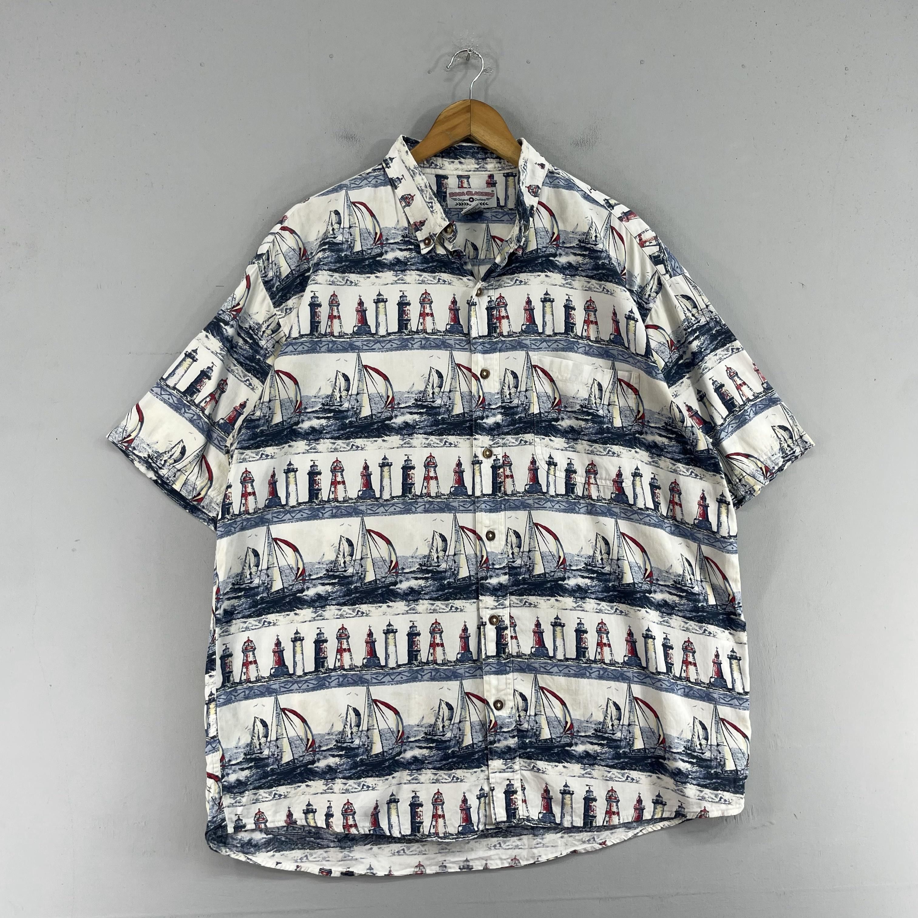 Japanese Brand × Vintage BOCA CLASSICS Hawaiian Sailboat Lighthouse Printed Shirt Size US XL / EU 56 / 4 - 4 Thumbnail